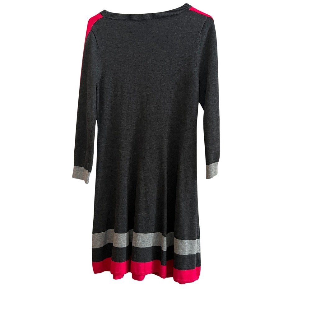 Vince Camuto Women Medium Gray Pink Stripe Knit Sweater Dress Long Sleeve - Picture 2 of 11